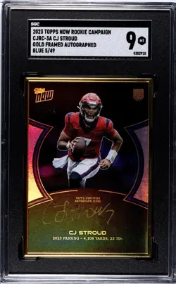 2023 TOPPS NOW (RC) CAMPAIGN CJ STROUD GOLD FRAMED AUTOGRAPHED BLUE 5/49 SGC 9 - Image 1