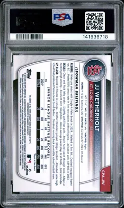 2025 Bowman JJ Wetherholt Chrome Auto 1st RC PSA 9 #CPA-JW - Image 2