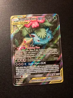 Pokemon Venusaur & Snivy GX Tag Team SM229 Promo Card Good Condition - Image 3