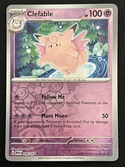 Pokemon ENGLISH - 151 - Clefable - 036/165 - Reverse Holo - M/NM - Image 2