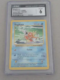 Pokemon Vintage Magikarp Base Set Shadowless CGC 6 - Image 1