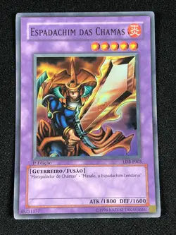 YUGIOH FLAME SWORDSMAN LDB-P003 1ST SUPER (NM) PORTUGESE - Image 1
