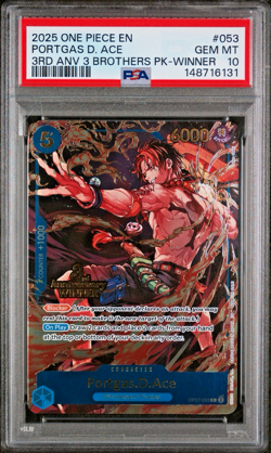 2025 One Piece 3rd Anniversary Winner 3 Brothers 053 Promo Portgas D. Ace PSA 10 - Image 1
