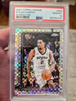 2025 Topps Chrome #252 Dylan Harper Rookie X-Fractor PSA 10 San Antonio Spurs - Image 1