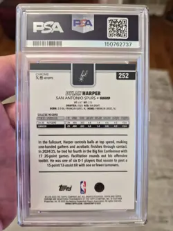 2025 Topps Chrome #252 Dylan Harper Rookie X-Fractor PSA 10 San Antonio Spurs - Image 2