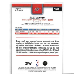 2025-26 Topps Chrome NBA - Alex Caruso #170 BLUE X-Fractor - Thunder - Image 2