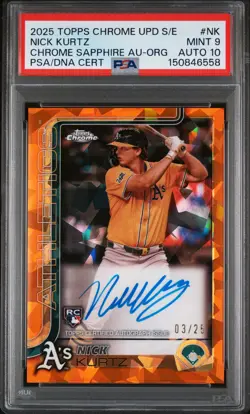 2025 ORANGE #NK NICK KURTZ 3/25 PSA 9 AUTO 10 - Image 1