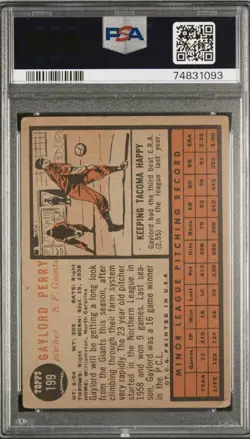 1962 Topps Gaylord Perry Rookie Autograph PSA/DNA Authentic Auto 10 #199 HOF - Image 2