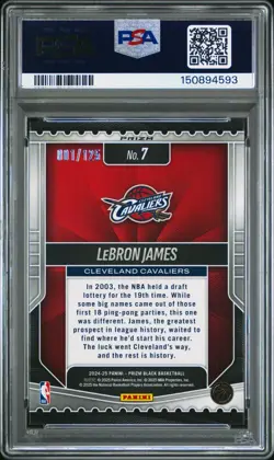 2024 PANINI PRIZM BLACK LUCK OF THE LOTTERY BLUE ICE LEBRON JAMES 001/125 PSA 10 - Image 2