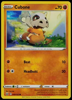 Cubone 069/163 Common Battle Styles Pokemon Near Mint - Image 1