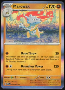 Marowak 105/165 Rare 151 Pokemon Near Mint - Image 1