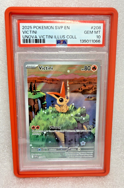 2025 POKEMON SVP EN-SV BLACK STAR PROMO #208 VICTINI UNOVA ILLUS COLL PSA 10 - Image 1