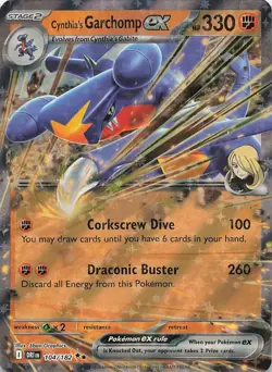 Cynthia's Garchomp ex 104/182 Double Rare Destined Rivals Pokemon Lightly Played - Image 1