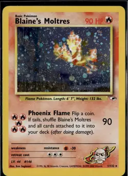 Blaine's Moltres 1/132 Holo R Gym Heroes PokemonWOTC 2000 EN LP - Image 1