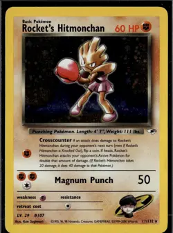 Rocket's Hitmonchan 11/132 Holo R Gym Heroes PokemonWOTC 2000 EN LP - Image 1