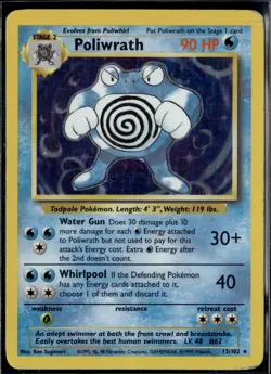 Poliwrath 13/102 Holo Base Set Unlimited Pokemon WOTC 1999 EN MP - Image 1