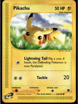 Pikachu 124/165 C Expedition Base Set Pokemon 2002 EN MP - Image 1