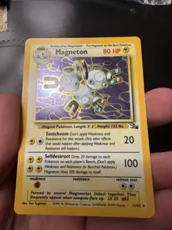 Pokemon TCG Magneton 11/62 Fossil Holo Rare Stage 1 80 HP Unlimited Wotc 1999 - Image 2
