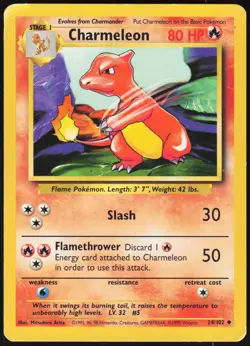Charmeleon 24/102 Uncommon Base Set Unlimited Pokemon Moderately Played - Image 1