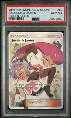 2019 Pokemon Sun & Moon Hidden Fates #68 Fa/Jessie James PSA 10 - Image 1