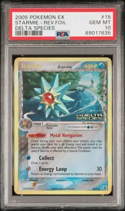 POKEMON EX DELTA SPECIES STARMIE #15 REVERSE PSA 10 GEM MINT #114857859 POP 39 - Image 1