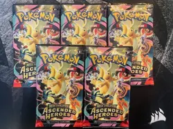 Pokemon Ascended Heroes Booster Pack Lot (5 Packs) - Image 1