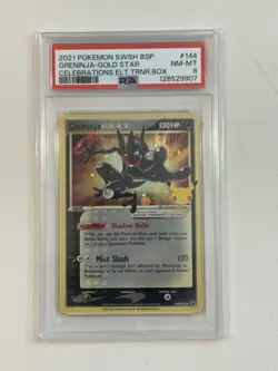 2021 POKEMON SWSH BLACK STAR PROMO #144 GRENINJA-GOLD STAR PSA 8 - Image 1