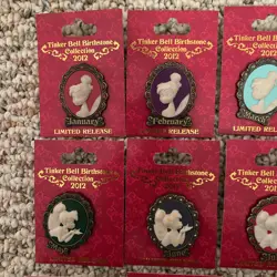 LR Older Disney pin Tinker Bell Cameo Birthstone Collection Set of 12 Pins - Image 2