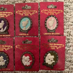 LR Older Disney pin Tinker Bell Cameo Birthstone Collection Set of 12 Pins - Image 3