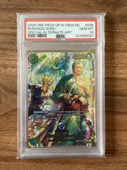 PSA 10 ONE PIECE OP14-EB04-THE AZURE SEA'S SEVEN RORONOA ZORO SPECIAL ALT ART - Image 1