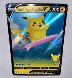 Pokemon TCG Surfing Pikachu V Celebrations 008/025 Holo Ultra Rare Pokemon Card - Image 4