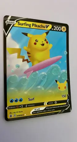 Pokemon TCG Surfing Pikachu V Celebrations 008/025 Holo Ultra Rare Pokemon Card - Image 2