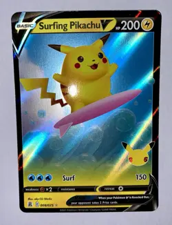 Pokemon TCG Surfing Pikachu V Celebrations 008/025 Holo Ultra Rare Pokemon Card - Image 4