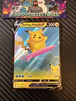 Surfing Pikachu V 008/025 Celebrations Ultra Rare Holo Pokemon Card * New * - Image 1