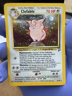 Pokemon TCG Clefable Base Set 2 Holo Unlimited Rare Card 5/130 NM - Image 1