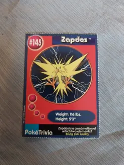 Vintage POKEMON Pokemon Burger King Promo ZAPDOS TRADING CARD #145 Nintendo Tcg - Image 1