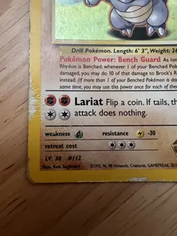 Pokemon Brock’s Rhydon 2/132 Gym Heroes HP-Damaged - Image 4