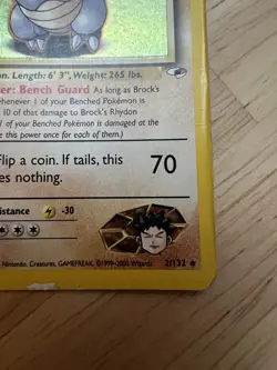 Pokemon Brock’s Rhydon 2/132 Gym Heroes HP-Damaged - Image 5