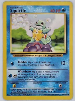 Squirtle - 63/102 - Base Set - Pokemon Card - MP - Image 1