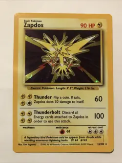 Pokemon Card - Zapdos Base Set Unlimited 16/102 Holo Rare - Image 1