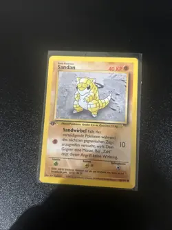 Pokemon Card - Sandshrew Sandan German 1st Edition Base Set 62/102 Common Mp - Image 1