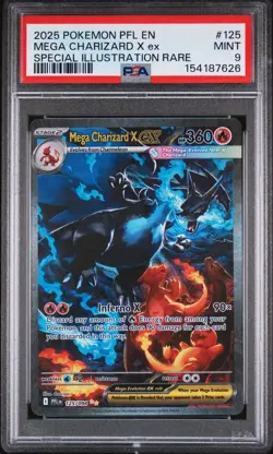2025 POKEMON PFL EN-PHANTASMAL FLAMES #125 MEGA CHARIZARD X EX PSA 9 - Image 1