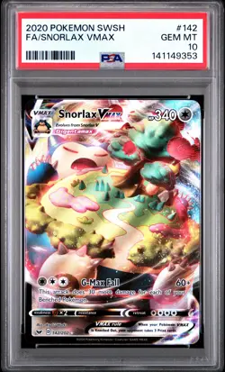 2020 POKEMON SWORD & SHIELD #142 FULL ART/SNORLAX VMAX PSA 10 - Image 1
