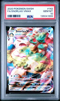 2020 POKEMON SWORD & SHIELD #142 FULL ART/SNORLAX VMAX PSA 10 - Image 1