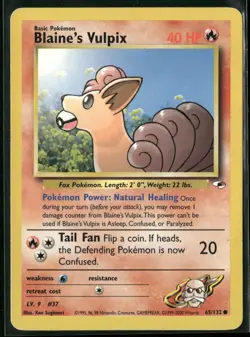 Blaine's Vulpix 65/132 Common Gym Heroes Pokemon Moderately Played - Image 1