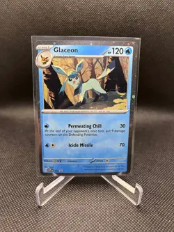 Pokemon Prismatic Evolutions Scarlet and Violet Glaceon 171 Cosmo Holo HP 120 - Image 1