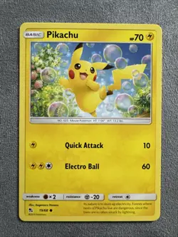 Pokemon Pikachu 19/68 Hidden Fates Holo Rare LP - Image 1
