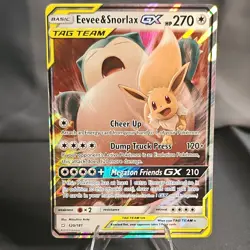 Pokemon Eevee & Snorlax GX TAG TEAM Ultra Rare Holo 120/181 SM-Team Up NM+ - Image 1