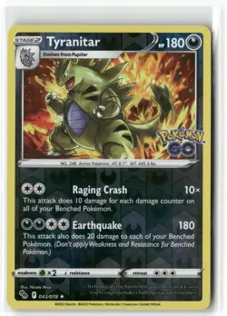 Tyranitar 043 Pokemon GO Holo Pokemon Rare Reverse Holo Near Mint - Image 1
