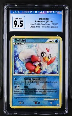 CGC 9.5 GEM MINT Pokemon Delibird HG&SS #39 Crosshatch Holo League Promo 2010 - Image 1